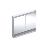 Geberit ONE Szafka z lustrem, Comfort Light, B105cm, H90cm, T15cm, z wnęką, montaż natynkowy, z dwojgiem drzwi, szary