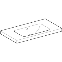 Umywalka GEBERIT iCon Light prostokątna, biała, 900mm, bez otworu na baterię, z odpływem przelewowym, półki z obu stron