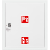 Hydrant DN33 wnękowy z miejscem na gaśnice pod zwijadłem, wąż 30m, ocynk fasada, zamek patent, RAL 9003