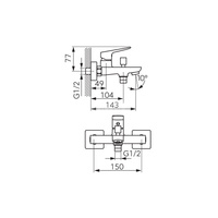 Bateria wannowa ścienna FERRO VITTO VerdeLine, kolor czarny