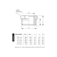 Redukcja PERFEXIM 5110, mosiądz, 3/8 x 1/4 (gz x gw), PN16 bar