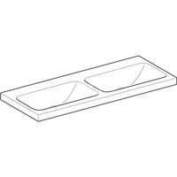 Umywalka GEBERIT iCon Light podwójna 2-stanowiskowa prostokątna, biała, 1200mm, bez otworu na baterię, bez odpływu przelewowego, półka od ściany