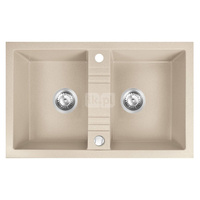 MEZZO II zlewozmywak granitowy 2-komorowy 48/78, piasek