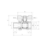 Zawór kulowy PERFEXIM PHA-005 mosiądz niklowany, PN30 3/4'' gz x gw, uchwyt: motylek