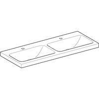 Umywalka GEBERIT iCon Light podwójna 2-stanowiskowa prostokątna, biała, 1200mm, otwór na baterię na środku, bez odpływu przelewowego, półka od ściany