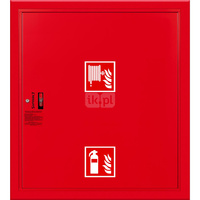 Hydrant DN33 wnękowy z miejscem na gaśnice pod zwijadłem, wąż 30 m, ocynk fasada, zamek patent, RAL 3000