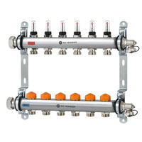 Rozdzielacz ogrzewania podłogowego Dynacon z automatyczną regulacją przepływu 6 obwodów