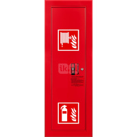 Hydrant DN25 wnękowy boczny z miejscem na gaśnicę, wąż 20m, zamek patent, RAL 3000 lewy