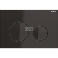 Przycisk uruchamiający Geberit Sigma21, przedni, szkło czarne, pierścienie: czarny chrom