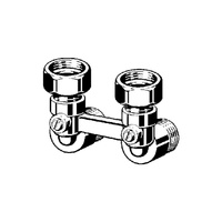 Moduł przyłączeniowy kątowy VIEGA 1097.5 mosiądz (niklowanie) 3/4'' zewnętrzne x 3/4'' Eurokonus, rozstaw 50 mm do grzejników