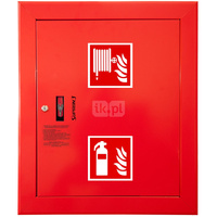 Hydrant DN52 wnękowy z koszem, 600x500x200mm, z miejscem na gaśnicę, wąż 15m, zamek patent, RAL 3000