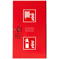 Hydrant DN52 zawieszany z koszem, z miejscem na gaśnicę obok kosza, wąż 2x20m, zamek patent, RAL 3000