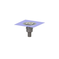 Wpust PRACTICUS DN70, odpł.pion., z nasadką Variofix i kratką/ramą nierdz. 138x138