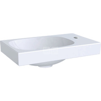 Umywalka GEBERIT Acanto prostokątna, biała / KeraTect, 400mm, otwór na baterię z prawej, bez odpływu przelewowego, półka z prawej