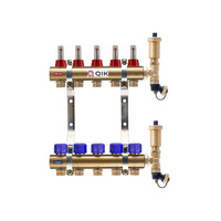 Rozdzielacz do ogrzewania podłogowego QIK STANDARD II TN 12-obieg. mosiądz gw 1'' x gz 3/4'' + przepływomierz
