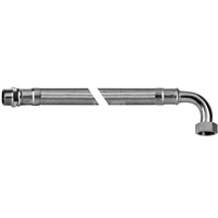 Wąż elastyczny przyłączeniowy QIK stal nierdzewna, 1'' x 1'', dł. 90 mm, GZ x GW (przyłącze kątowe) z oplotem