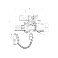 Zawór kulowy PERFEXIM 1809 mosiądz niklowany 1/2'' gz x przyłącze do węża, uchwyt: pokrętło