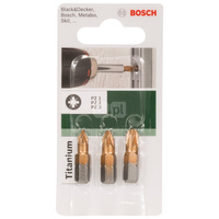 3-częściowy zestaw końcówek wkręcających Titanium (PZ) PZ1, PZ2, PZ3, 25 mm