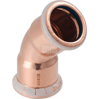 Kolano 45' GEBERIT Mapress Kupfer FKM, Cu, 22 mm, DN 20 x 22 mm x DN 20 (mufa zaprasowywana x mufa zaprasowywana), (głębokość: 11 mm) z uszczelką