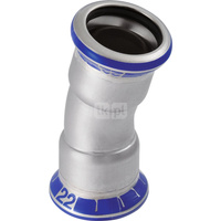 Kolano 15' GEBERIT Mapress Edelstahl, stal nierdzewna, 54 mm, DN 50 x 54 mm x DN 50 (mufa zaprasowywana x mufa zaprasowywana), (głębokość: 9 mm) z uszczelką