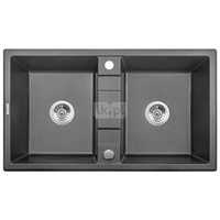Deante Eridan Zlewozmywak 2-komorowy bez ociekacza - antracyt