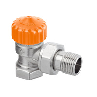 Automatyczny zawór termostatyczny z ogranicznikiem przepływu w technologii AFC, Eclipse DN 15, kątowy