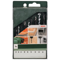 9-częściowy zestaw Wierteł : do metalu HSS-R/do kamienia/drewna 4,0 mm x 75 mm, 6,0 mm x 93 mm, 8,0 mm x 117 mm, 4,0 mm x 75 mm,