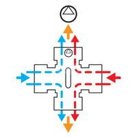 Zawór 4-drogowy mieszający Rp 1 1/4"-Kv 18