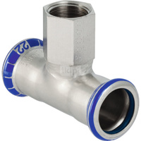 Trójnik GEBERIT Mapress Edelstahl FKM przejściowy stal nierdzewna 76.1 mm x 3/4'' x 76.1 mm (mufa zaciskowa x GW x mufa zaciskowa)