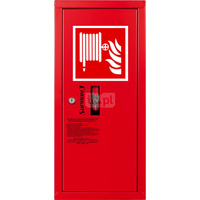 Hydrant DN52 zawieszany boczny z koszem, wąż 15m, zamek patent, RAL 3000 lewy