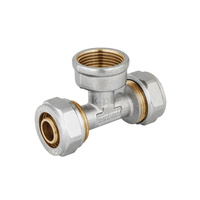 Trójnik PERFEXIM 609 mosiądz niklowany 16mm x 1/2'' x 16mm (zz x gw x zz)