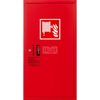 Hydrant DN33 zawieszany boczny, wąż 30m, ocynk fasada, zamek patent, RAL 3000 prawy