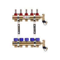 Rozdzielacz do ogrzewania podłogowego QIK BASIC II TN 11-obieg. mosiądz gw 1'' x gz 3/4'' + przepływomierz