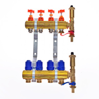 Rozdzielacz do ogrzewania podłogowego QIK Optimo STANDARD III - RMSZT-1-50 5-obieg. mosiądz gw 1'' x gz 3/4'' + przepływomierz