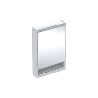 Geberit ONE Szafka z lustrem, Comfort Light, B60cm, H88cm, T15cm, z wnęką, montaż natynkowy, z jednymi drzwiami, zawias po prawej stronie, biały