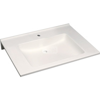 Umywalka GEBERIT Publica prostokątna, biała, 700mm, otwór na baterię na środku, bez odpływu przelewowego, półka od ściany