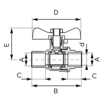 Zawór kulowy FERRO F-Power do wlutowania 18 mm lw, uchwyt: motylek