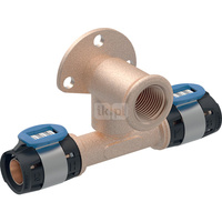 Trójnik przyłączeniowy T Geberit FlowFit 90 st. z odsadzeniem: Materiał=Brąz bezołowiowy (CuSn4Zn2PS), d=20mm, Rp=1/2 ", d1=20mm, L=5.2cm