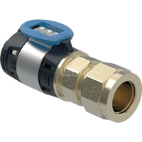 Złączka przejściowa  GEBERIT FlowFit, brąz krzemowy bezołowiowy, 20 mm x 15 mm (śrubunek zaciskowy x łącznik zaprasowywany)