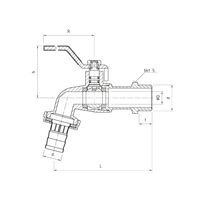 Zawór kulowy PERFEXIM 3102 mosiądz niklowany czerpalny, PN10 1'' gz x przyłącze do węża, uchwyt: dźwignia