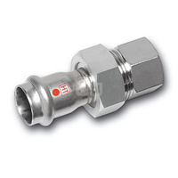 Śrubunek SANHA NiroTherm Industry z uszczelką trzyczęść., stal nierdzewna, 18 mm x 3/4'' (zw x GW)