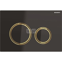 Przycisk uruchamiający Geberit Sigma21, przedni, szkło czarne, pierścienie: mosiądz