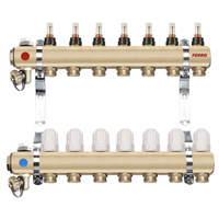 Rozdzielacz do ogrzewania podłogowego FERRO RZP02S 2-obieg. mosiądz gw 1'' x gz 3/4'' + przepływomierz + termostat
