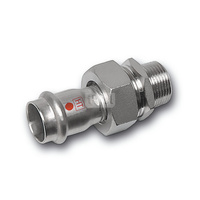 Śrubunek SANHA NiroTherm Industry z uszczelką trzyczęść., stal nierdzewna, 18 mm x 1/2'' (zw x GZ)