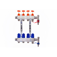 Rozdzielacz do ogrzewania podłogowego QIK Optimo BASIC III - RNZT-2-50 16-obieg. inox gw 1'' x gz 3/4'' + przepływomierz