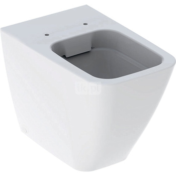 Stojąca miska WC Geberit iCon Square z ceramiczną muszą toaletową, przylegająca do ściany, kryte mocowania, Rimfree