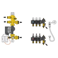 Zespół regulacyjny – regulacja stałotemperaturowa. Wstępnie zmontowany w skrzynce inspekcyjnej. 7 wyjść