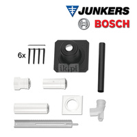 Zestaw podstawowy C93x (2778), poziomy zestaw powietrzno-spalinowy fi60/100do szachtu,  do podłączenia z tyłu kotła, przewody spalinowe w szachcie fi60, tworzywo polimerowe PP /stal:element redukcyjny fi80/125-fi60/100, przewód z rewizją fi60/100 L = 230 