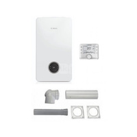Pakiet - Kocioł gazowy dwufunkcyjny BOSCH TERMOTECHNIKA CONDENS GC2300iW24C kondensacyjny wiszący 25 kW + Czujnik temperatury zewnętrznej + Regulator CW400 + Zestaw powietrzno-spalinowy szachtowy 2581